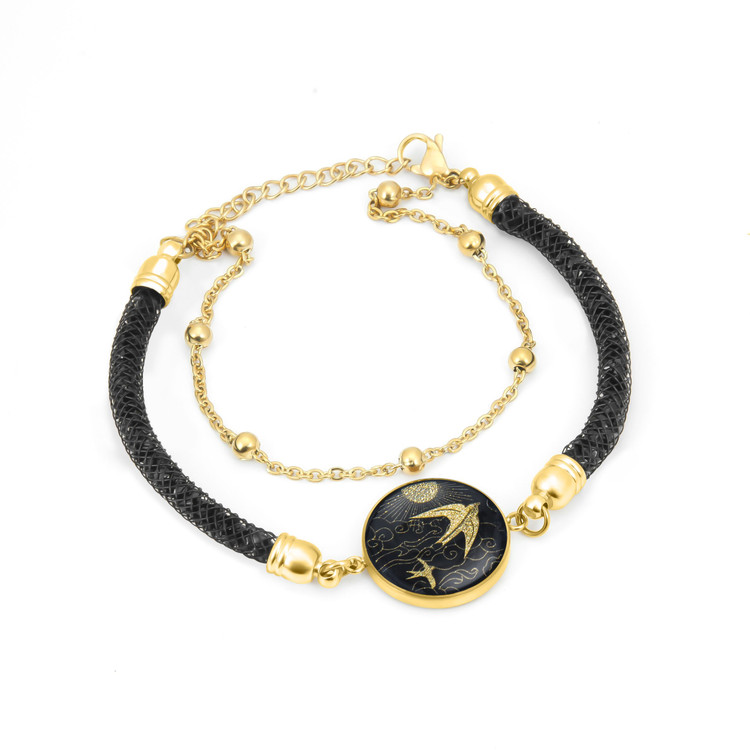 دستبند ورق طلا سواروسکی آفاق