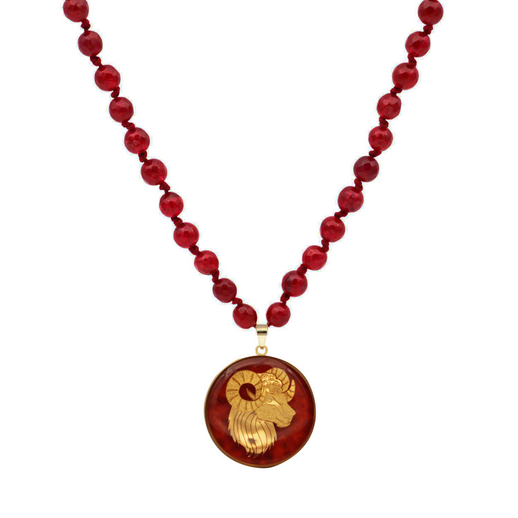 گردنبند سنگ جید سرخ فروردین