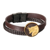 دستبند چرم مردانه اردیبهشت ورق طلا