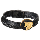 دستبند چرم مردانه اردیبهشت ورق طلا