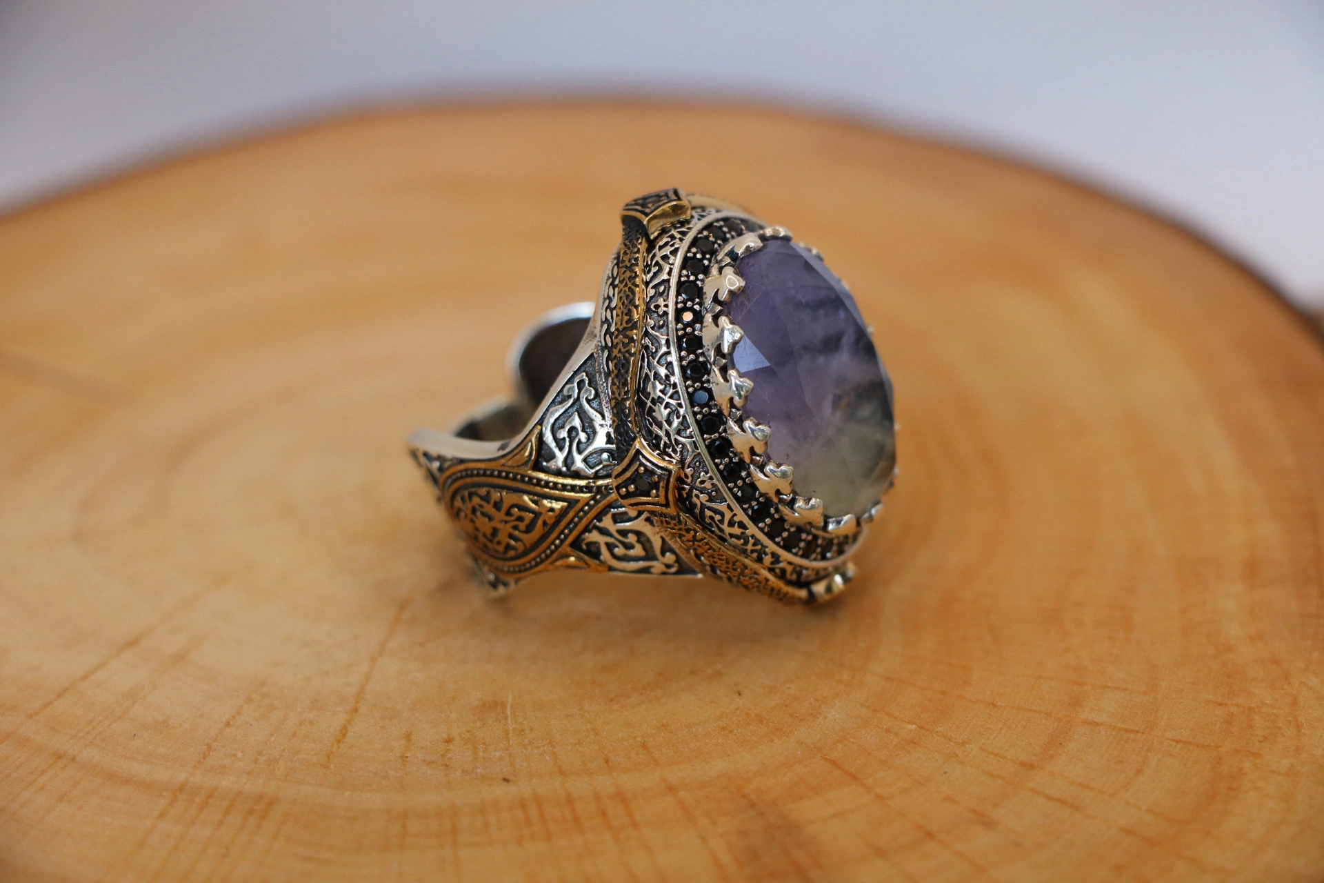 انگشتر نقره مردانه آپاتیت دورنگ کلکسیونی خاص