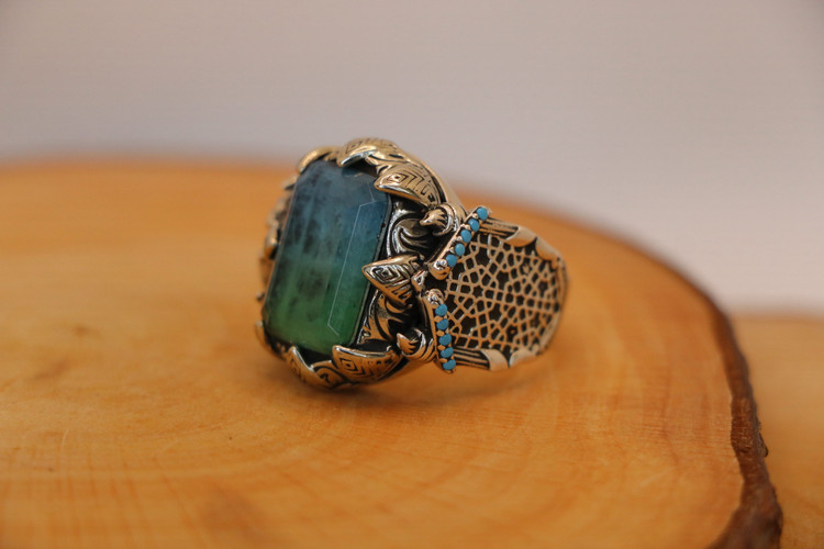 انگشتر نقره مردانه آپاتیت رکاب صفوی