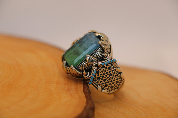 انگشتر نقره مردانه آپاتیت رکاب صفوی