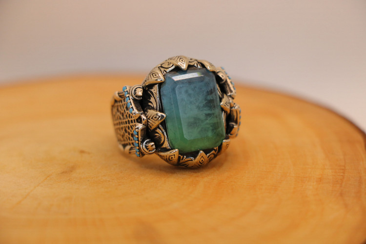 انگشتر نقره مردانه آپاتیت رکاب صفوی