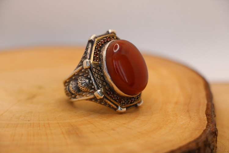 انگشتر نقره مردانه عقیق سلیمانی مجلسی