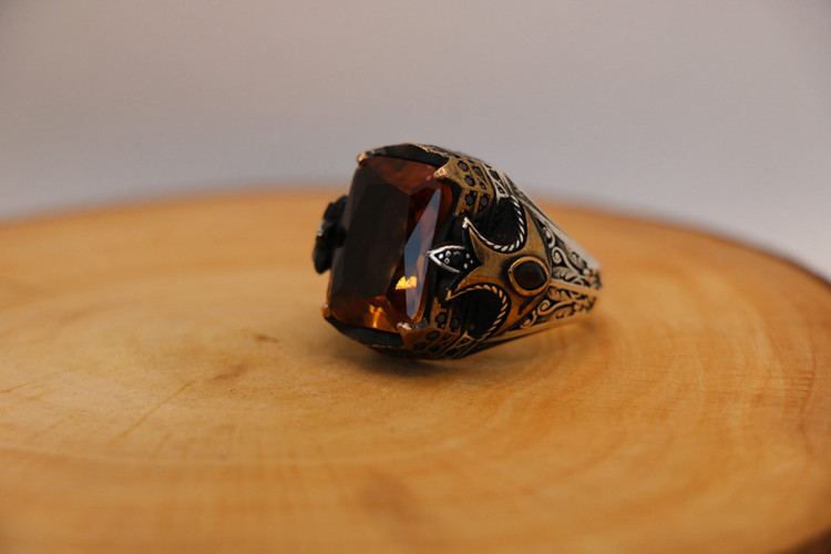 انگشتر نقره مردانه الکساندریت چهار گوش