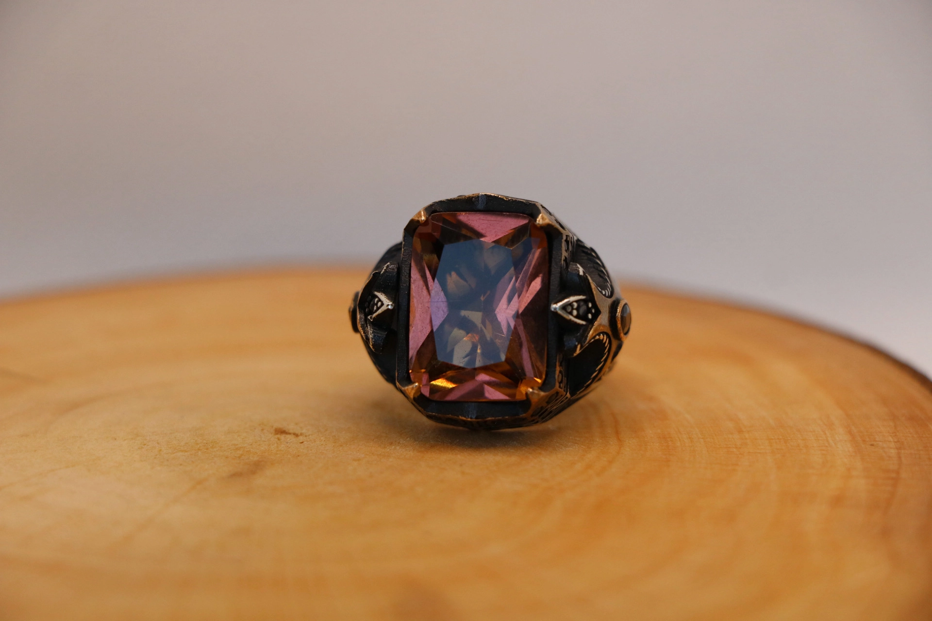 انگشتر نقره مردانه الکساندریت چهار گوش