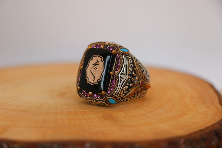 انگشتر نقره مردانه هیچ اونیکس حکاکی لیزر