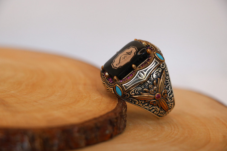 انگشتر نقره مردانه هیچ اونیکس حکاکی لیزر