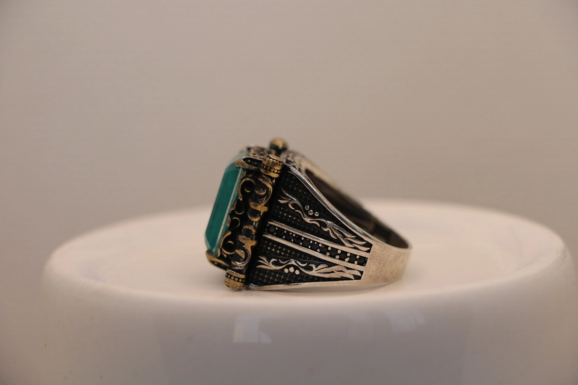 انگشتر نقره مردانه آپاتیت آبی