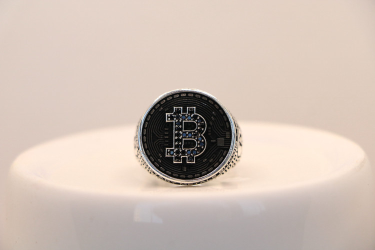 انگشتر نقره مردانه بیت کوین