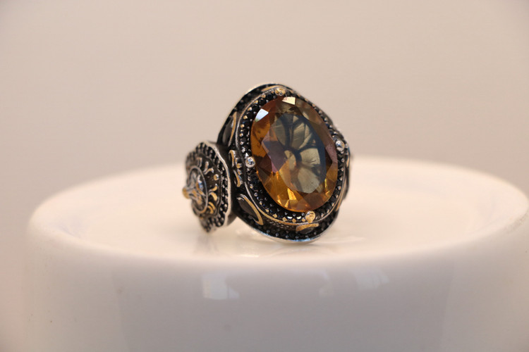 انگشتر نقره مردانه الکساندریت بیضی طرح سزار