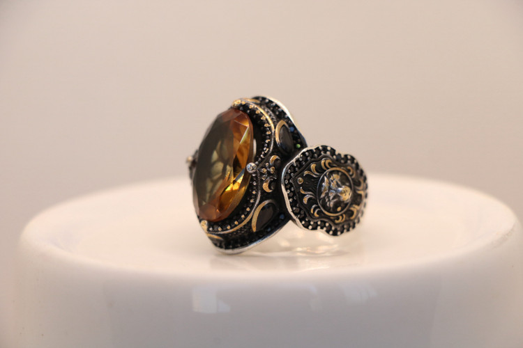 انگشتر نقره مردانه الکساندریت بیضی طرح سزار