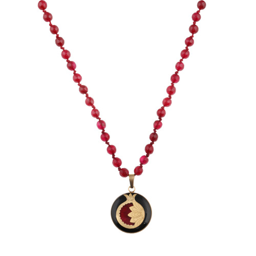 گردنبند ورق طلا سنگ انار یلدا