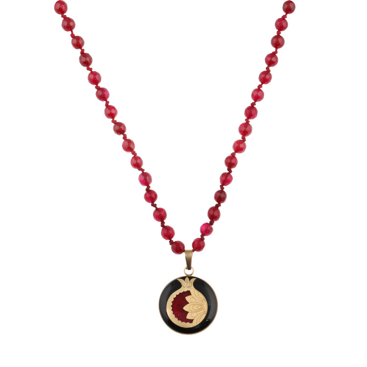 گردنبند ورق طلا سنگ انار یلدا