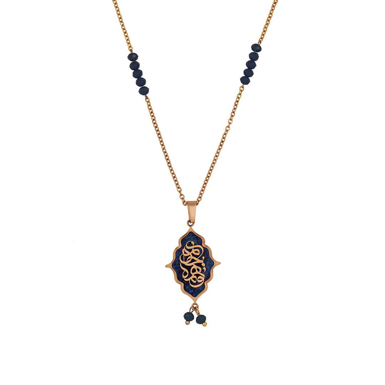 گردنبند ورق طلا زنجیر سنگ تو همه جان منی