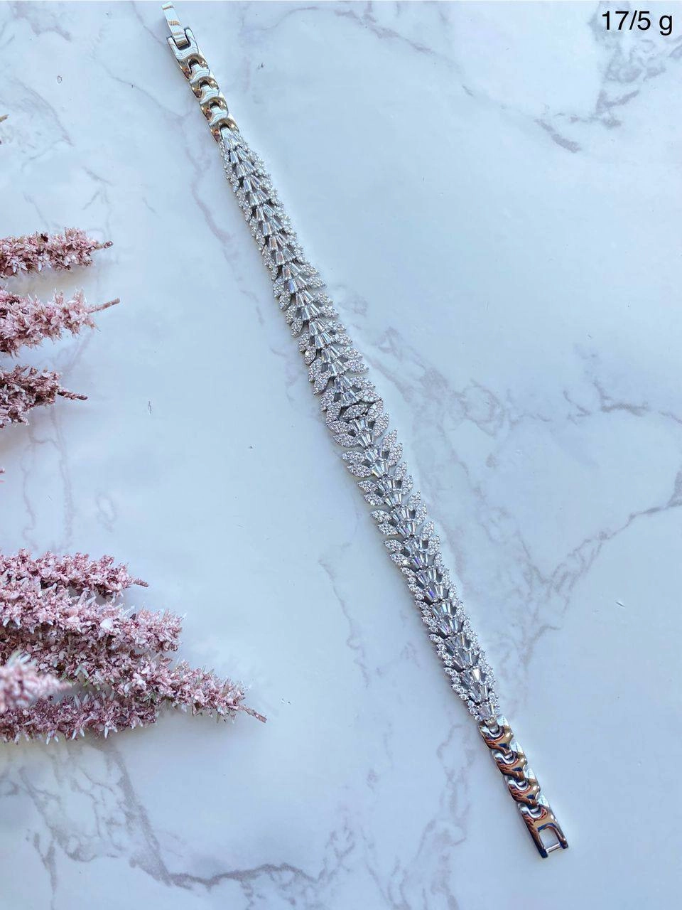 دستبند نقره زنانه جواهر طرح برگ