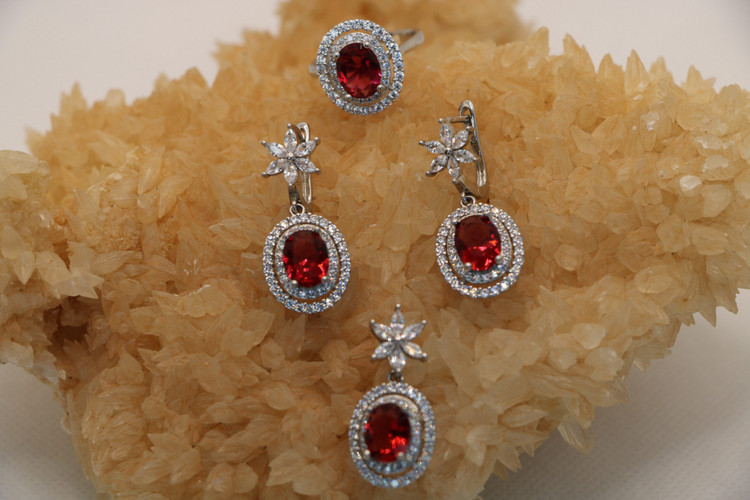 نیم ست نقره زنانه یاقوت سرخ