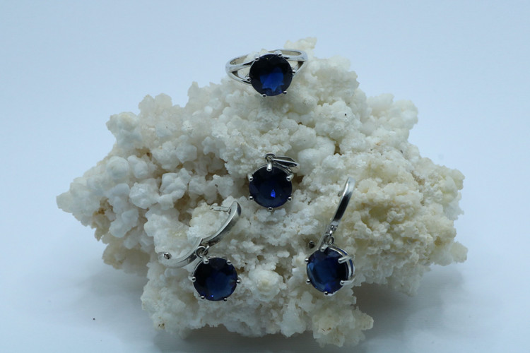 نیم ست نقره زنانه یاقوت کبود