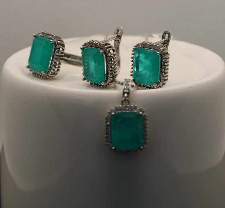 نیم ست نقره آپاتیت