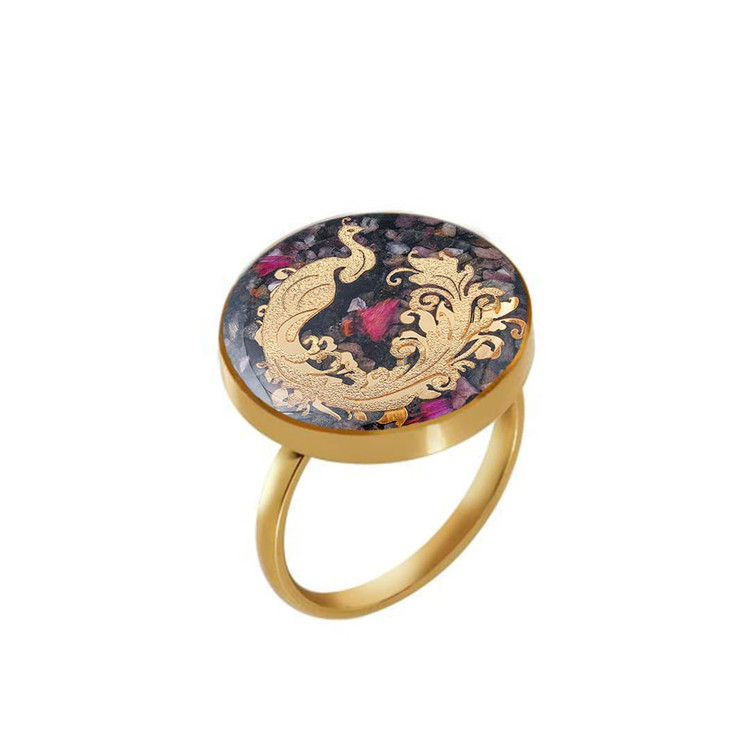 انگشتر ورق طلا طاووس