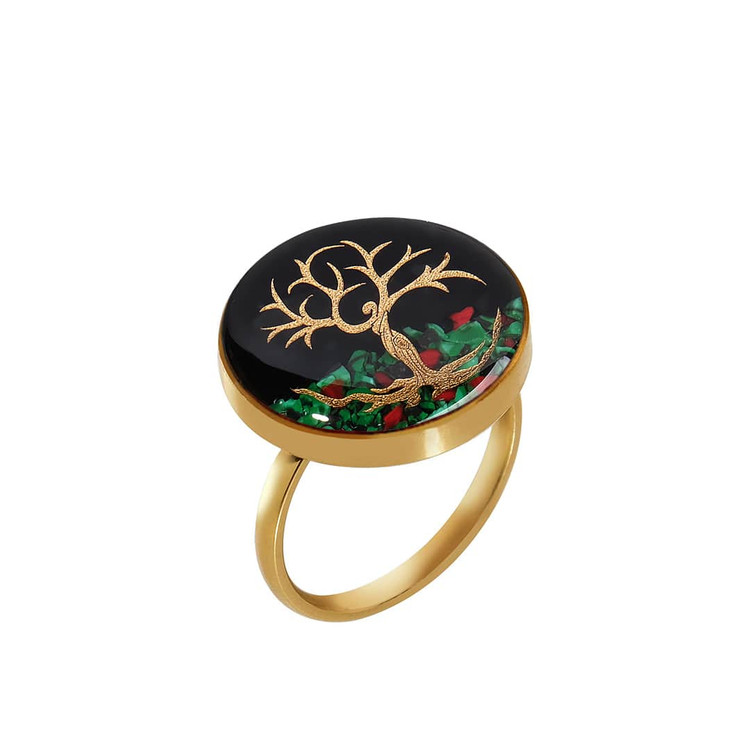 انگشتر ورق طلا درخت زندگی