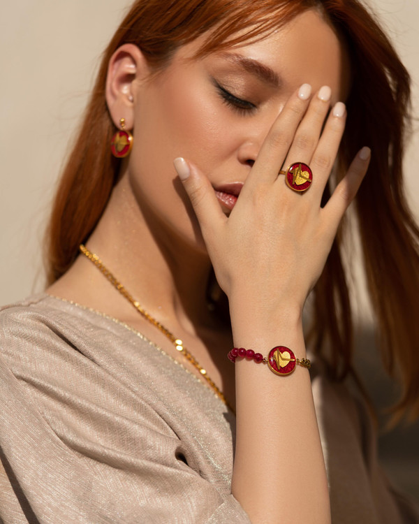 انگشتر ورق طلا ضربان قلب