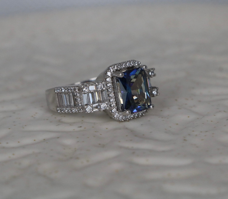 انگشتر نقره زنانه کوارتز هفت رنگ