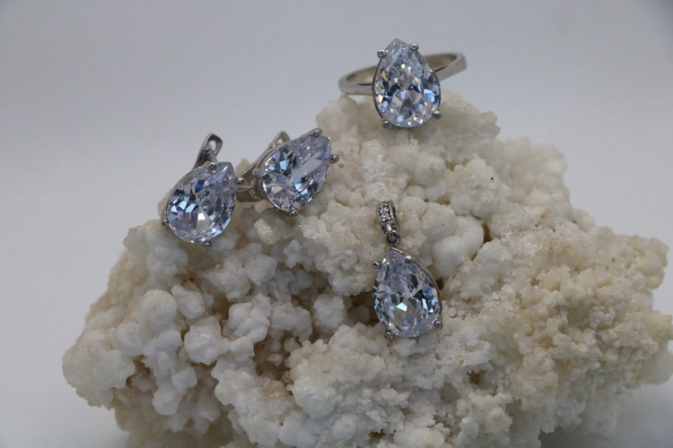 نیم ست نقره زنانه اشکی