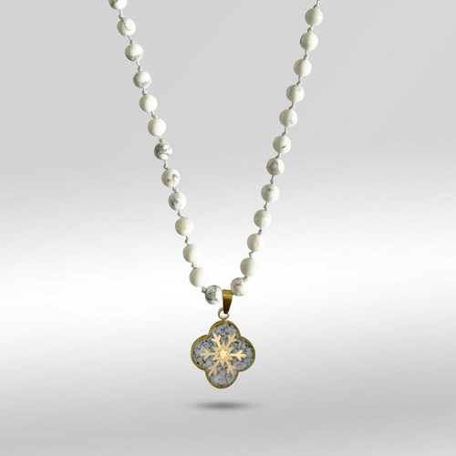 گردنبند ورق طلا زنانه سنگ هولیت زمستان