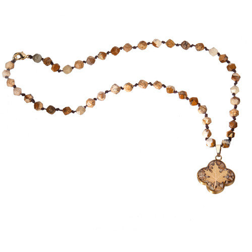 گردنبند ورق طلا زنانه سنگ پاییز