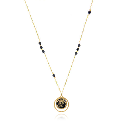 گردنبند ورق طلای زنانه سنگ و زنجیر تابان