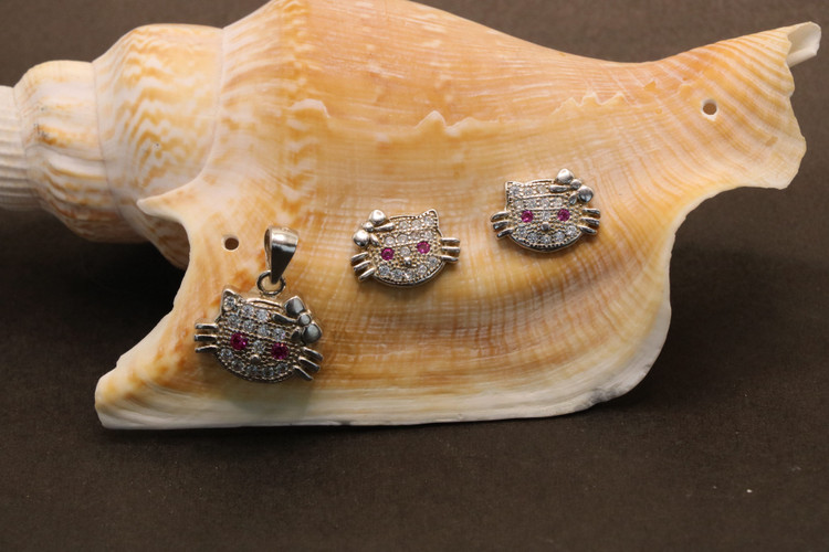 نیم ست نقره بچه گانه کیتی