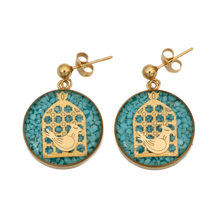 گوشواره ورق طلا مرغ آمین