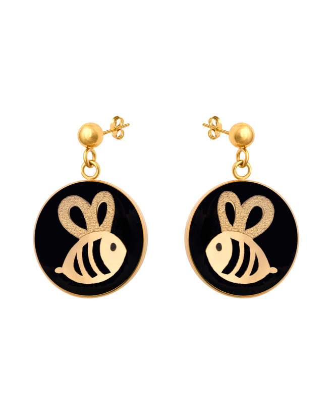 گوشواره ورق طلا بچه گانه زنبور