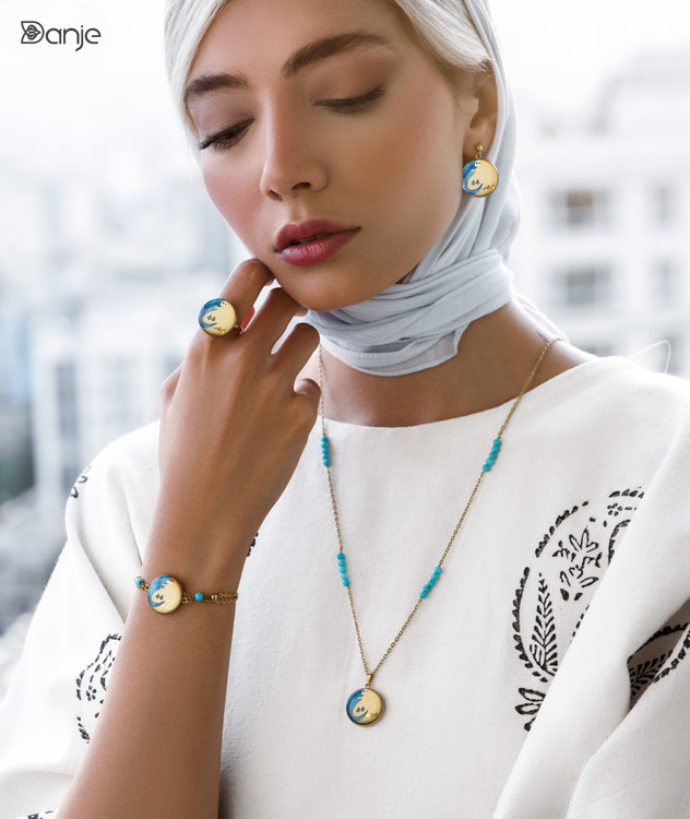 گردنبند ورق طلا زنانه هیچ فیروزه