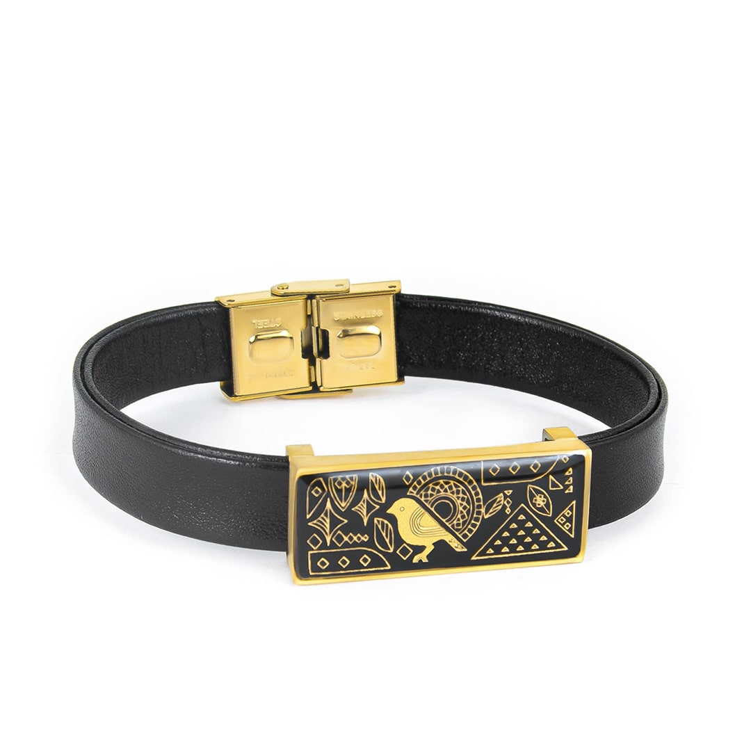 دستبند ورق طلا چرم توکا