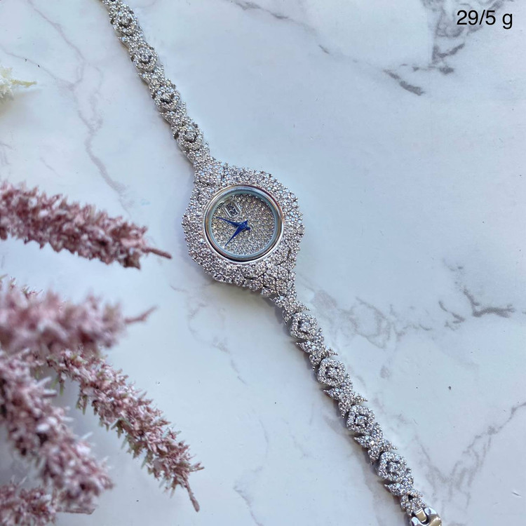 ساعت نقره زنانه فول نگین ونکلیف