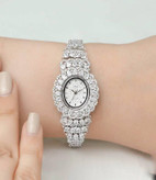 ساعت نقره زنانه صفحه بیضی ژورنالی