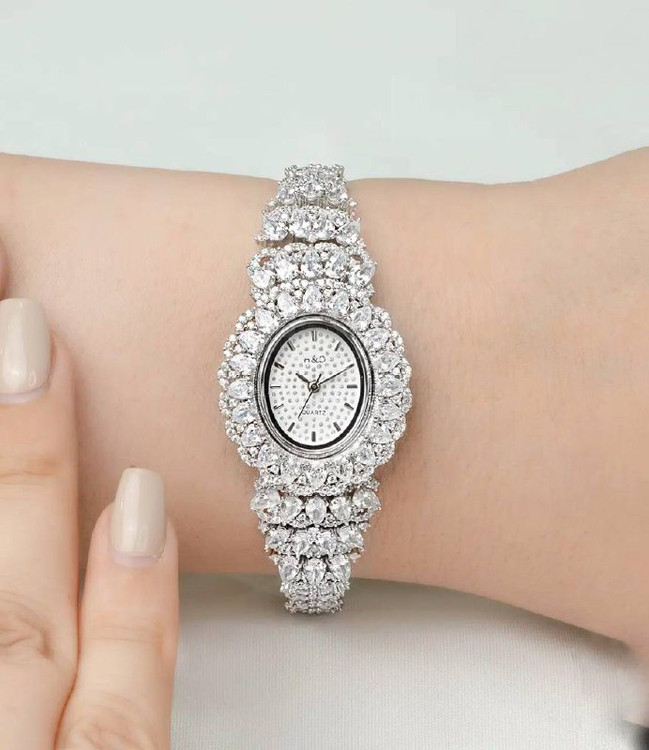 ساعت نقره زنانه صفحه بیضی ژورنالی