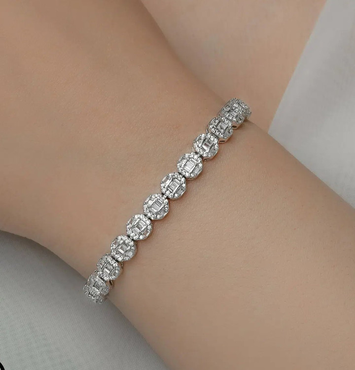 دستبند نقره زنانه نگین باگت