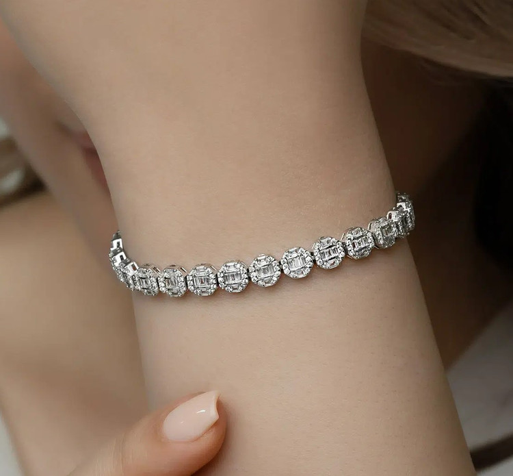 دستبند نقره زنانه نگین باگت