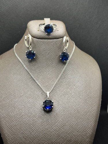 نیم ست نقره زنانه یاقوت کبود