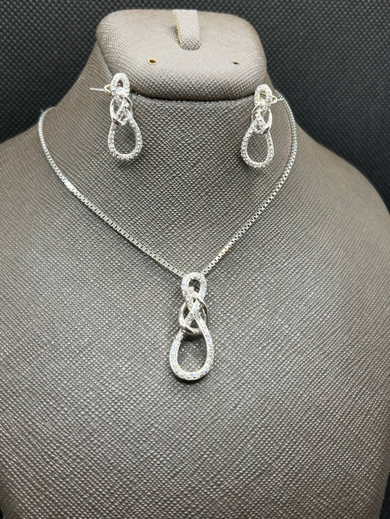 نیم ست نقره زنانه گره نگین میکرو