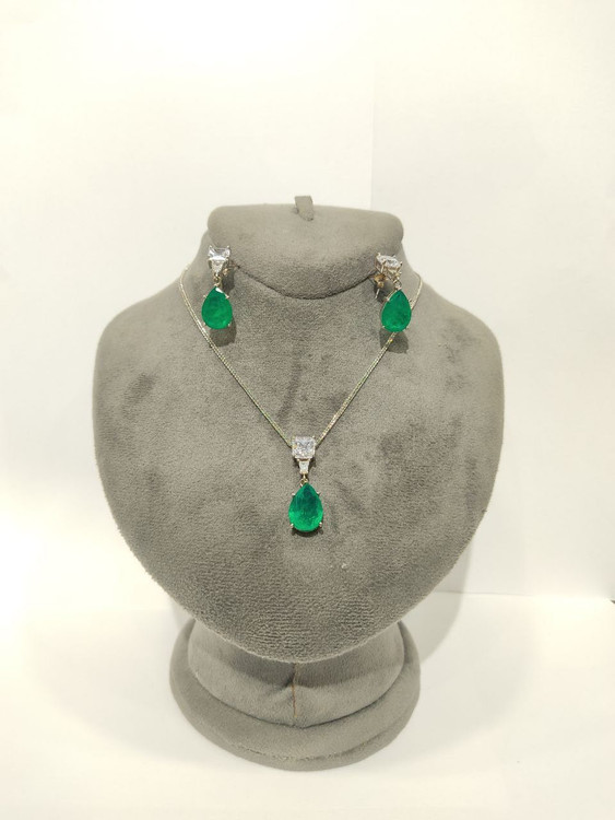 نیم ست نقره زنانه کوارتز سبز زمردی