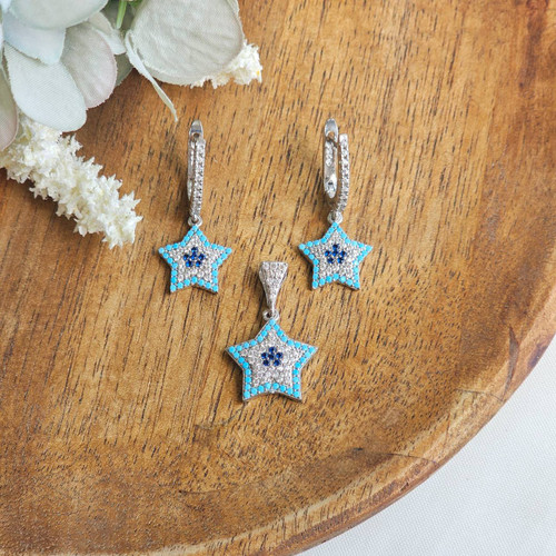 نیم ست نقره چشم نظر ستاره