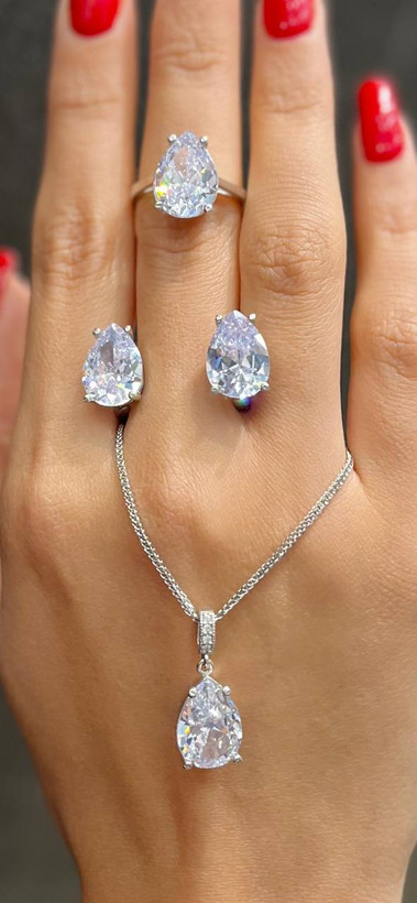 نیم ست نقره زنانه اشکی