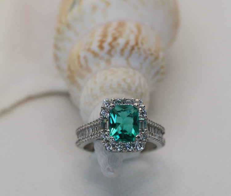 انگشتر نقره زنانه نگین باگت اتمی