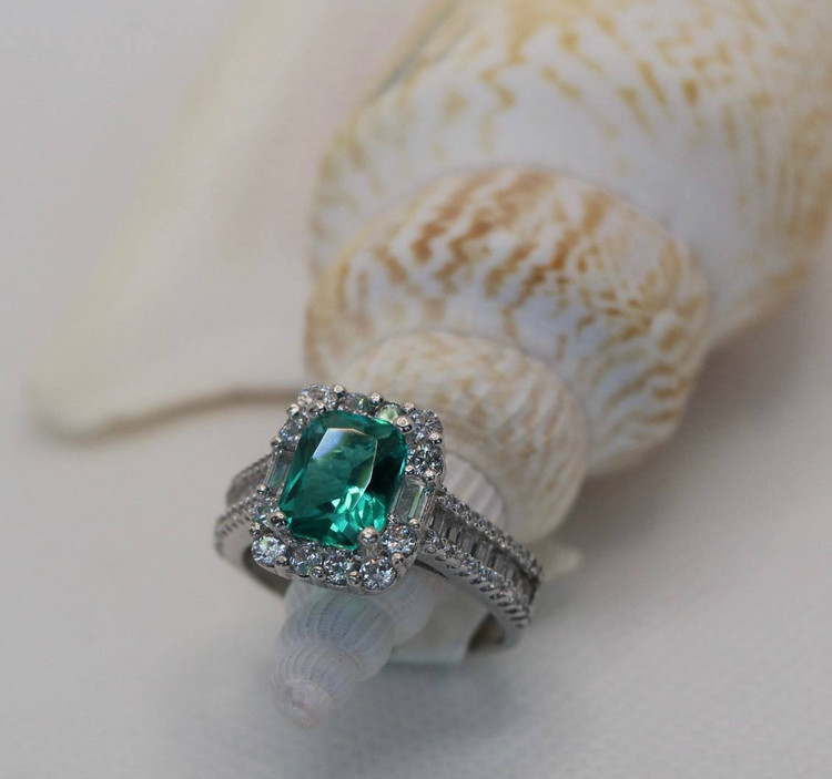 انگشتر نقره زنانه نگین باگت اتمی