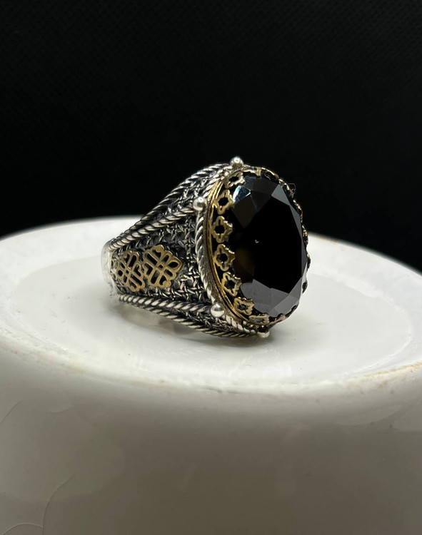 انگشتر نقره مردانه سنگ اونیکس